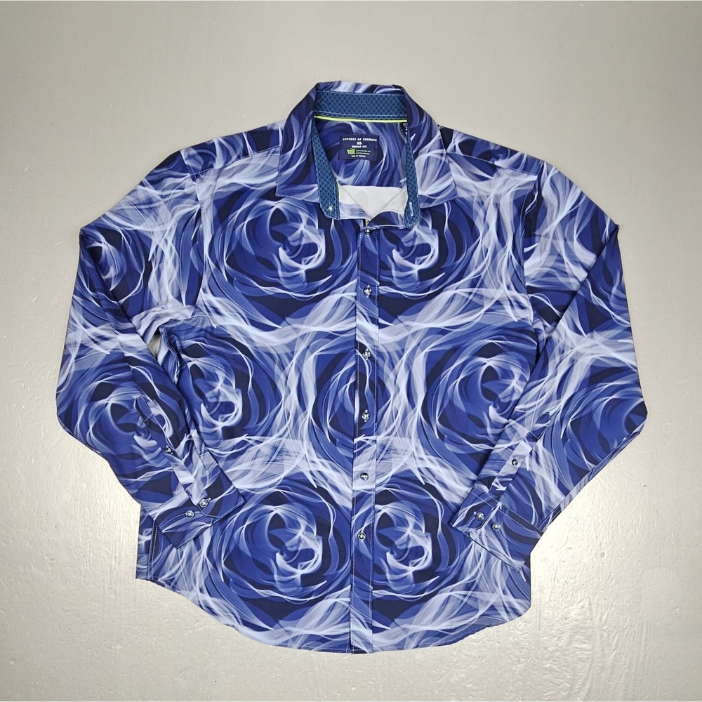 Society of Threads‎ Button Up Shirt Mens XL Regular-Fit Abstract Floral Blurple